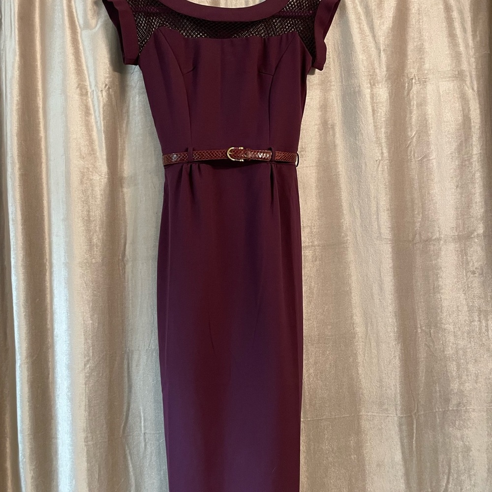 Gorgeous Betty Page Retro Midi Length Fitted Sheath Dress w/snake skin belt